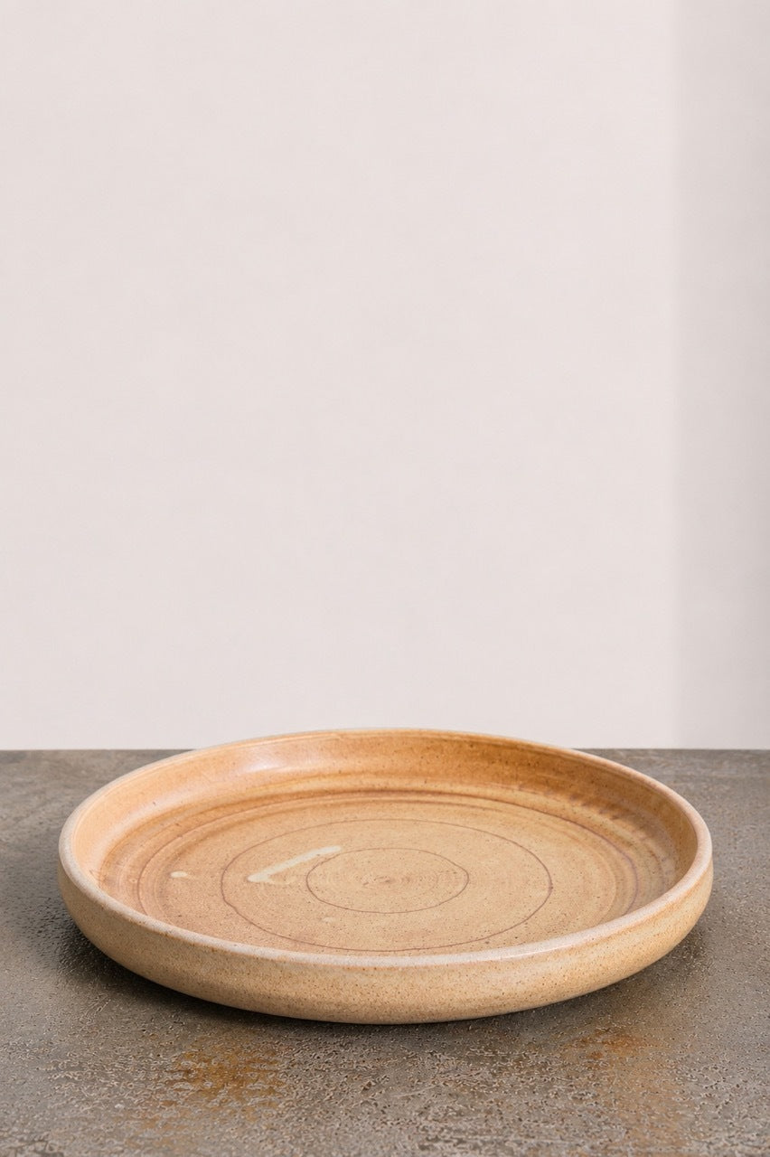 Scored Circles Plate, Yellow on White Clay