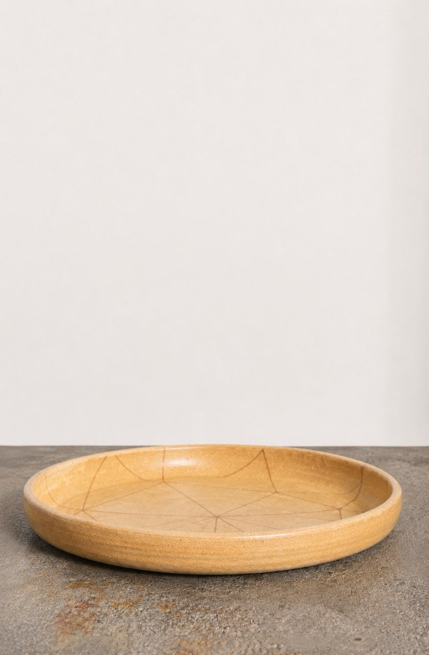 Scored Constellation Plate, Yellow on White Clay