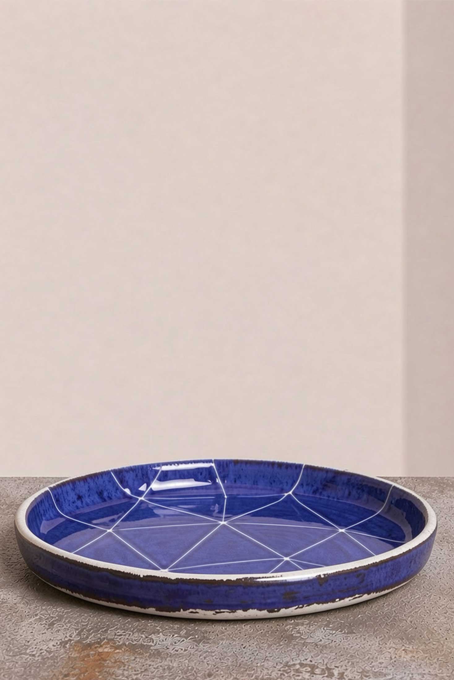 Scored Constellation Plate, Indigo on White Clay