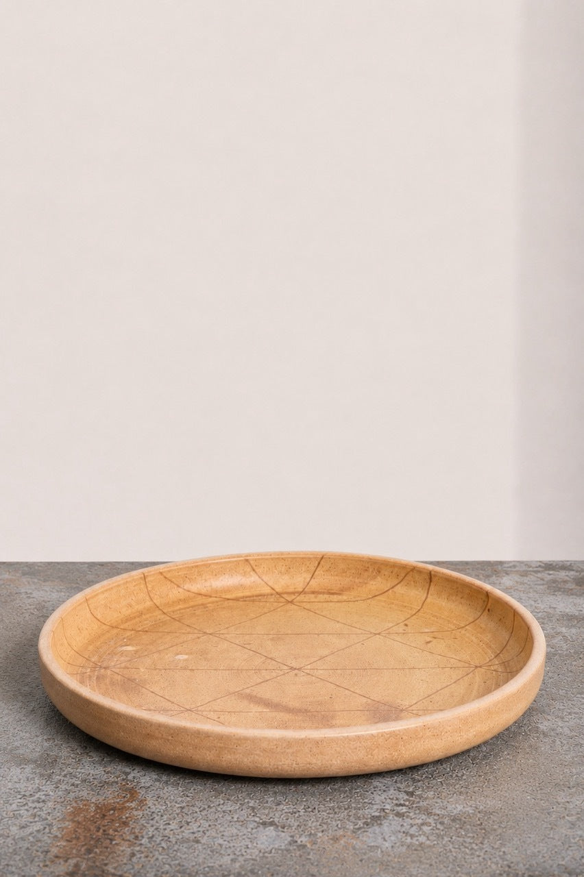 Scored Diamonds Plate, Yellow on White Clay