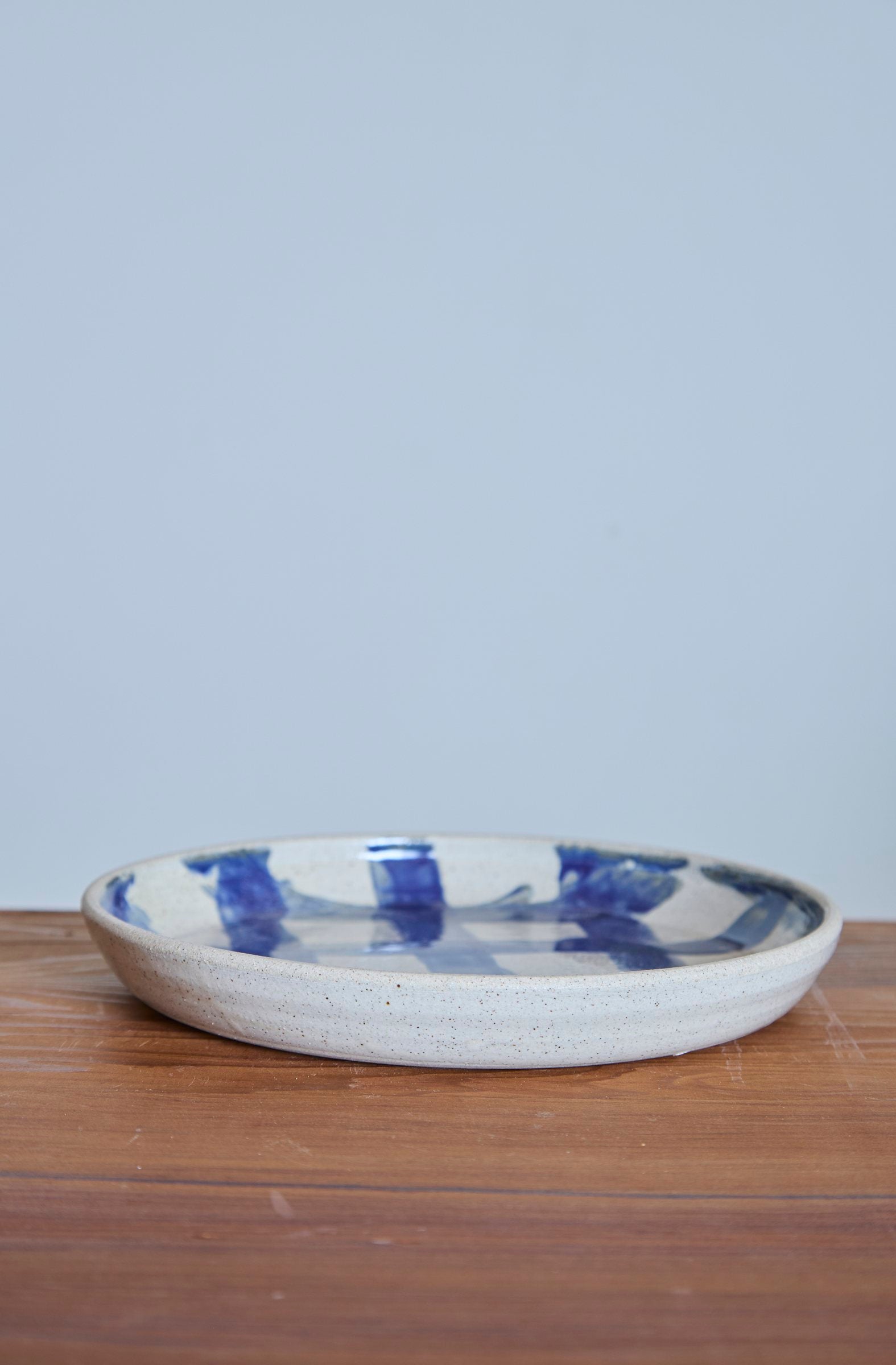 Picnic Basket Plate, Indigo Picnic on White Clay