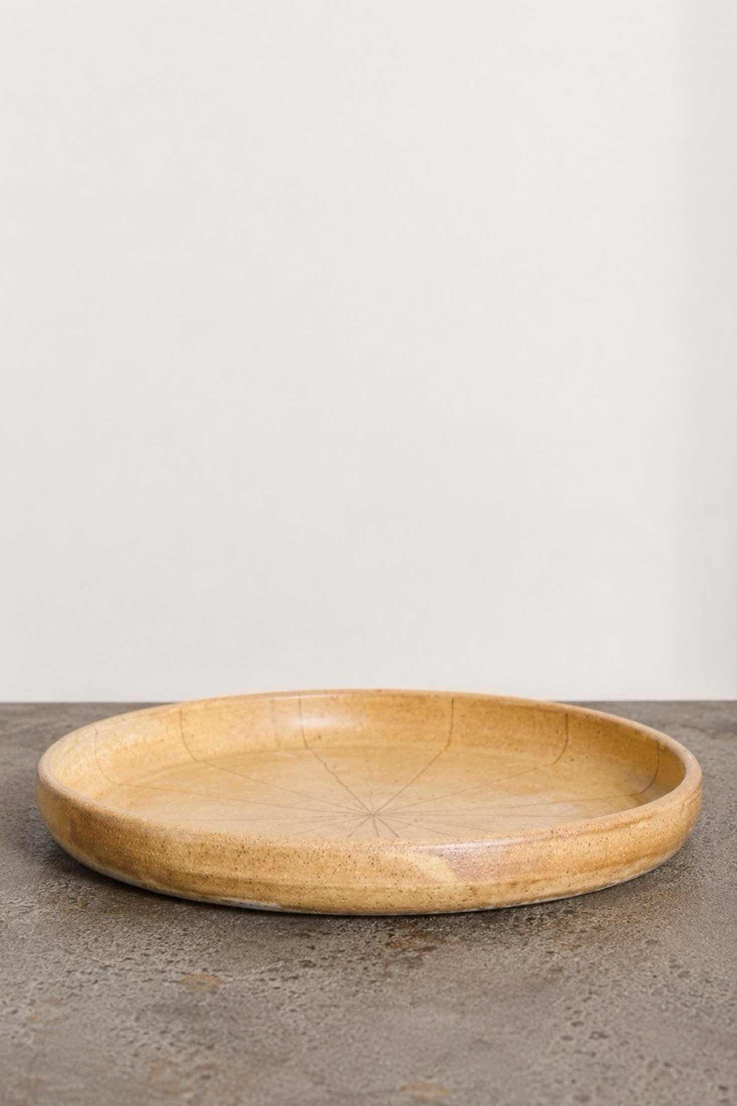 Scored Star Plate, Yellow on White Clay