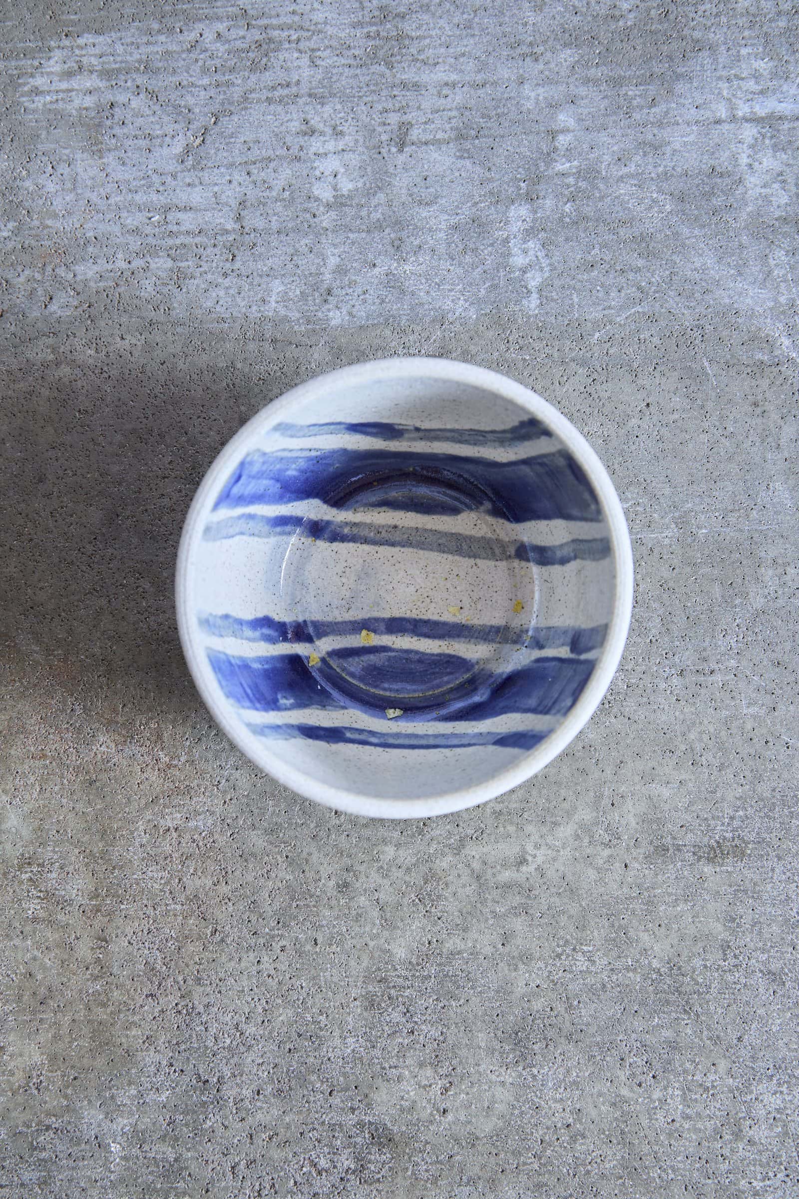 Picnic Stripped Bowl, Indigo Picnic on White Clay
