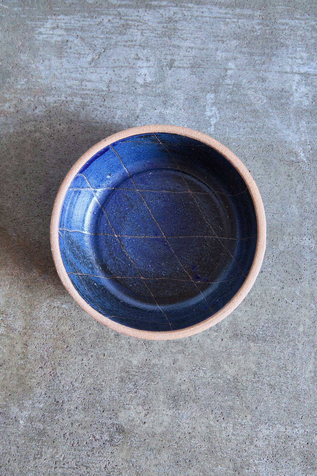 Scored Diamonds Bowl, Indigo on Natural Clay