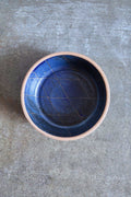 Scored Diamonds Bowl, Indigo on Natural Clay
