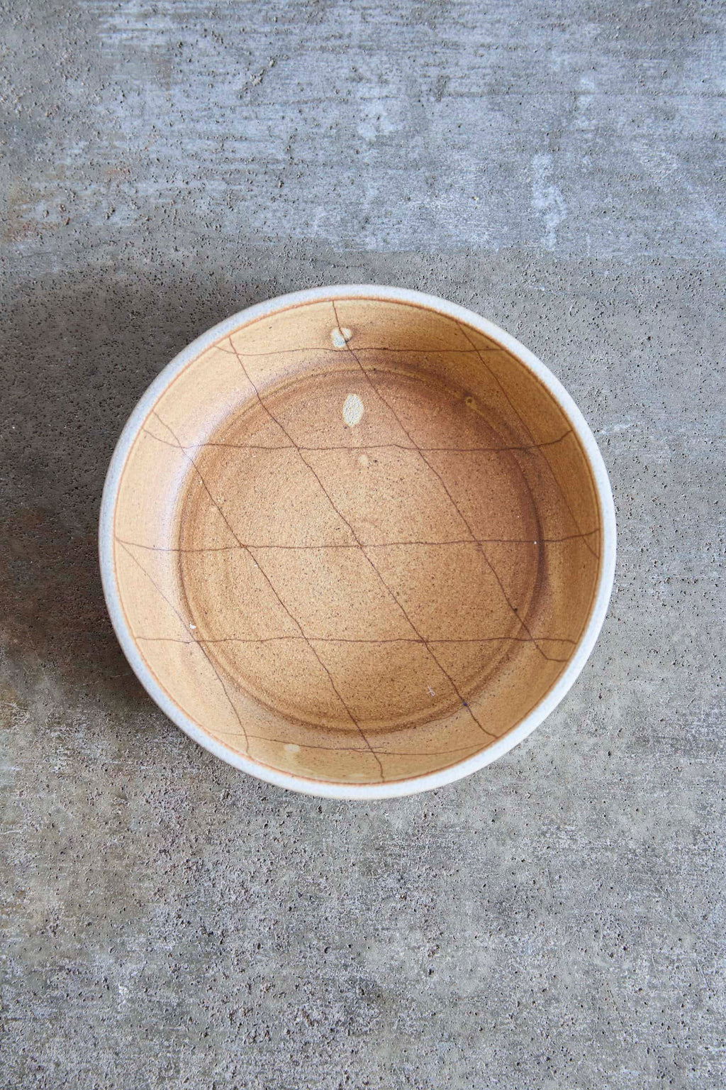 Scored Diamonds Bowl, Yellow on White Clay