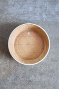 Scored Diamonds Bowl, Yellow on White Clay