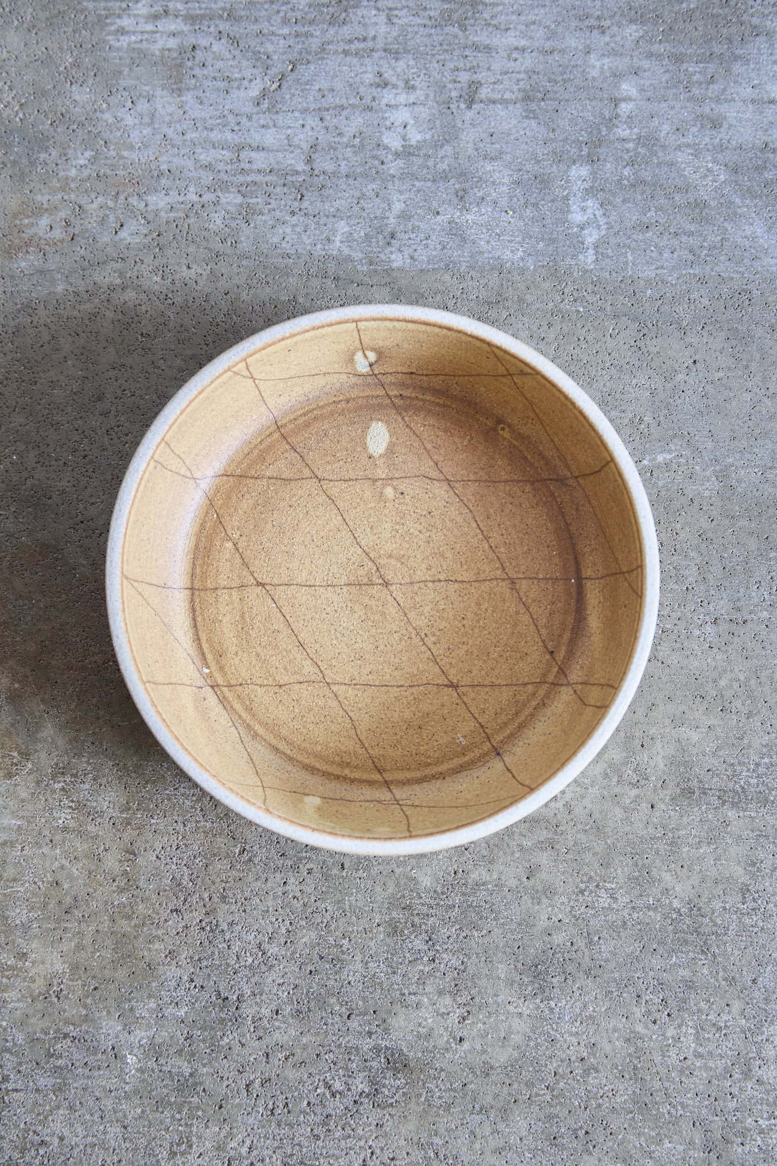 Scored Diamonds Bowl, Yellow on White Clay