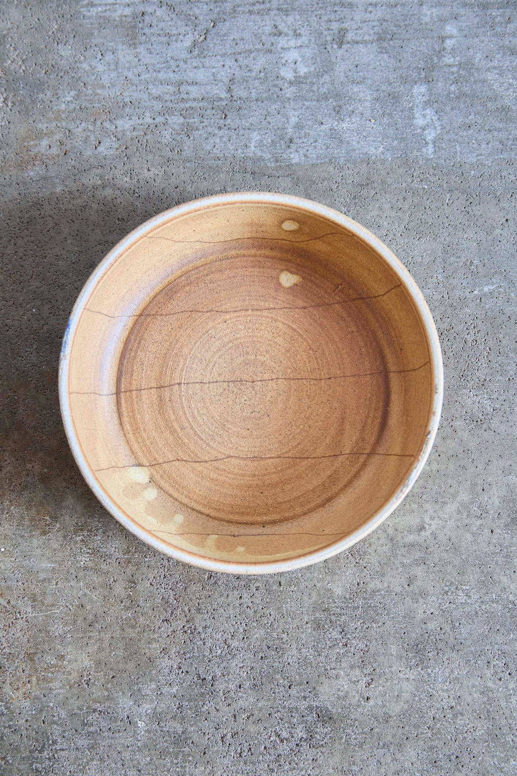 Scored Lines Bowl, Yellow on White Clay