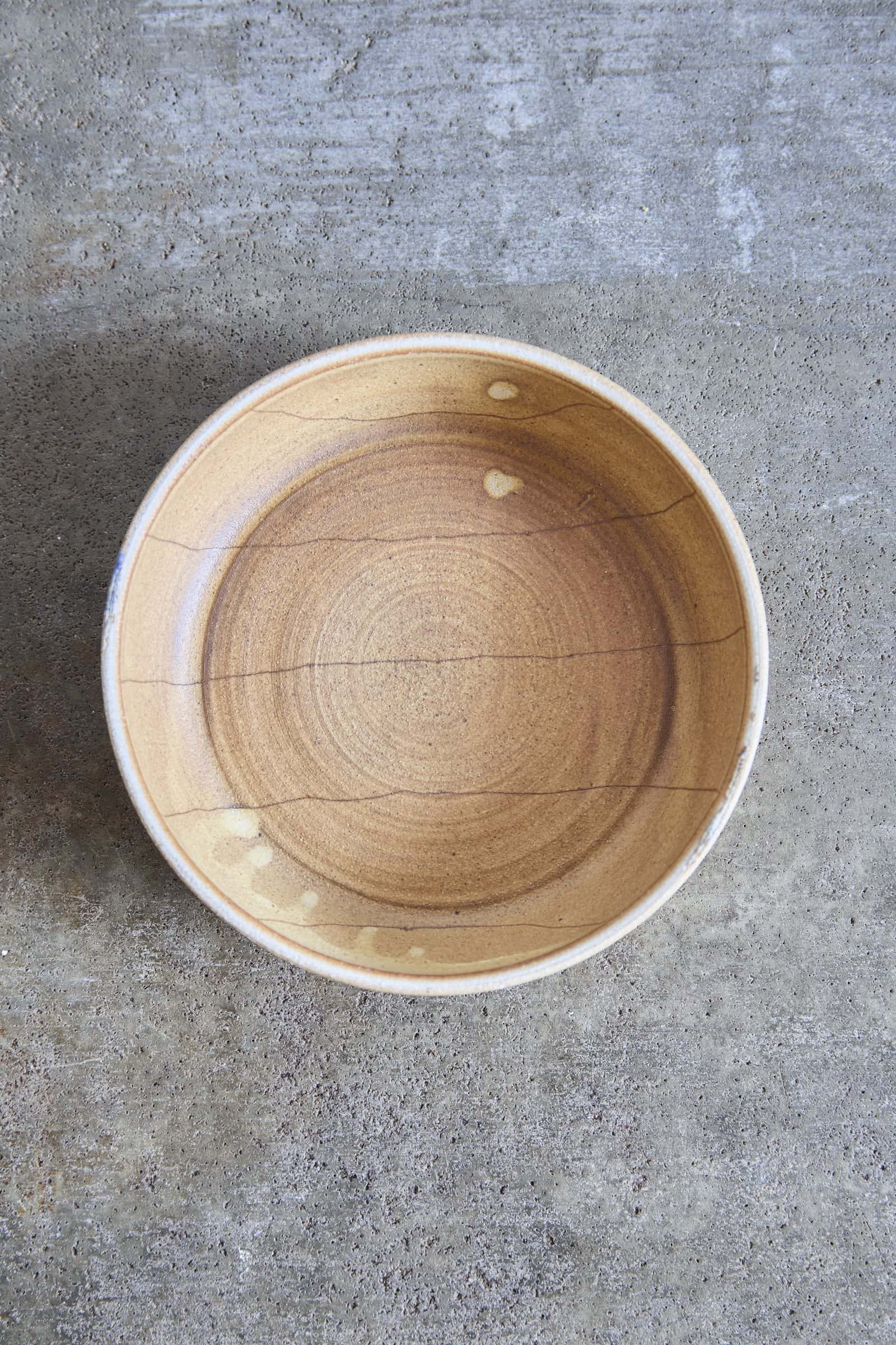 Scored Lines Bowl, Yellow on White Clay