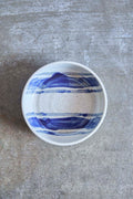 Picnic Stripped Bowl, Indigo Picnic on White Clay