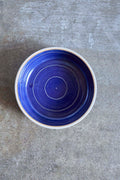 Scored Circles Bowl, Indigo on White Clay