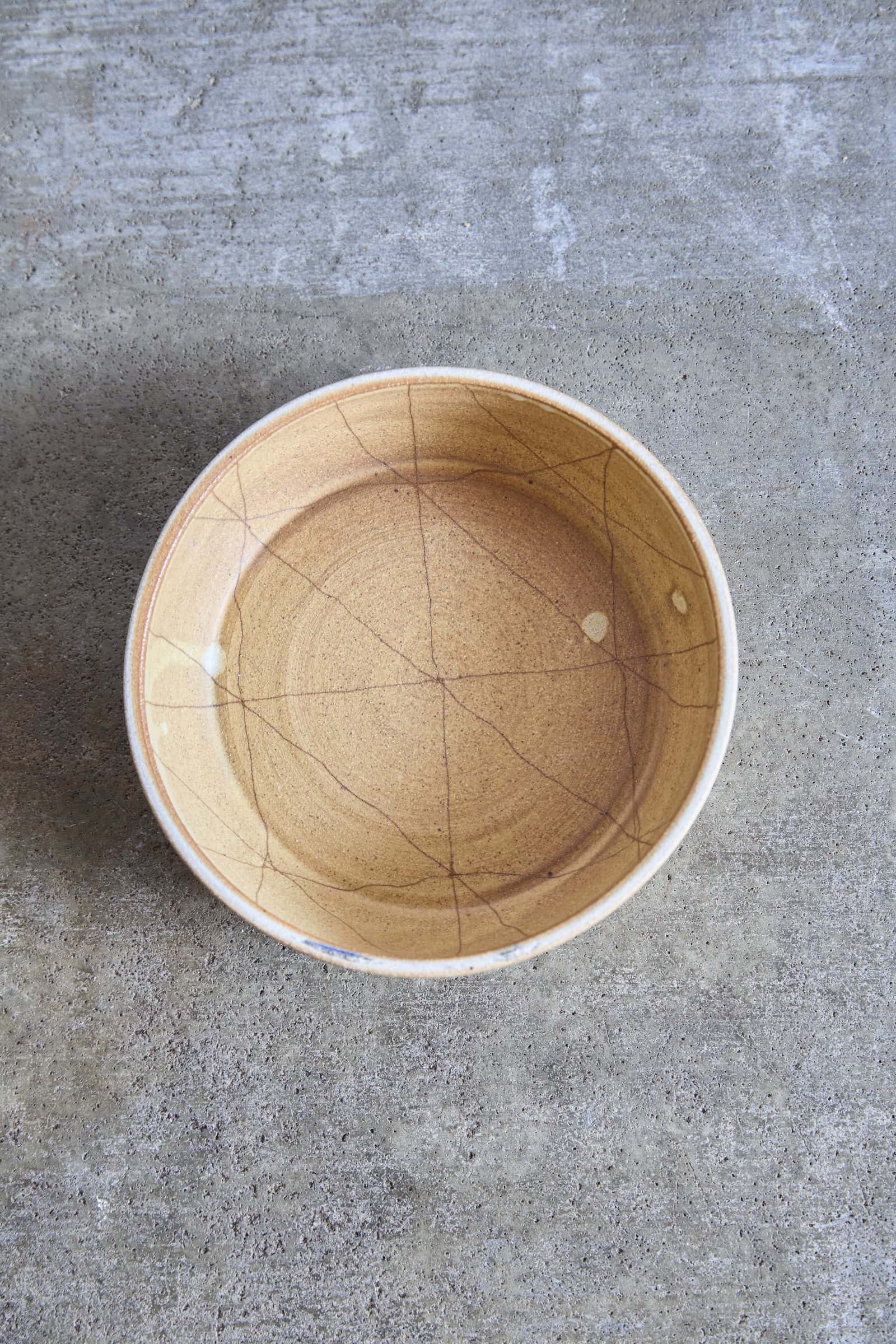 Scored Scales Bowl, Yellow on White Clay