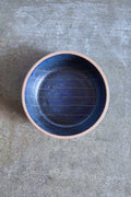 Scored Small lines Bowl, Indigo on Natural Clay