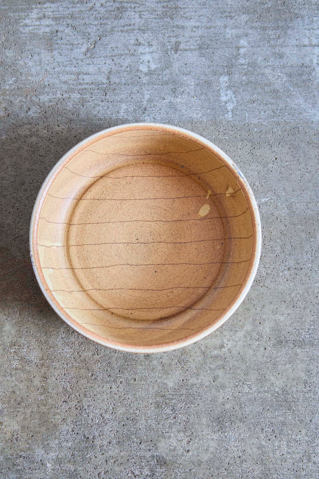 Scored Small lines Bowl, Yellow on White Clay