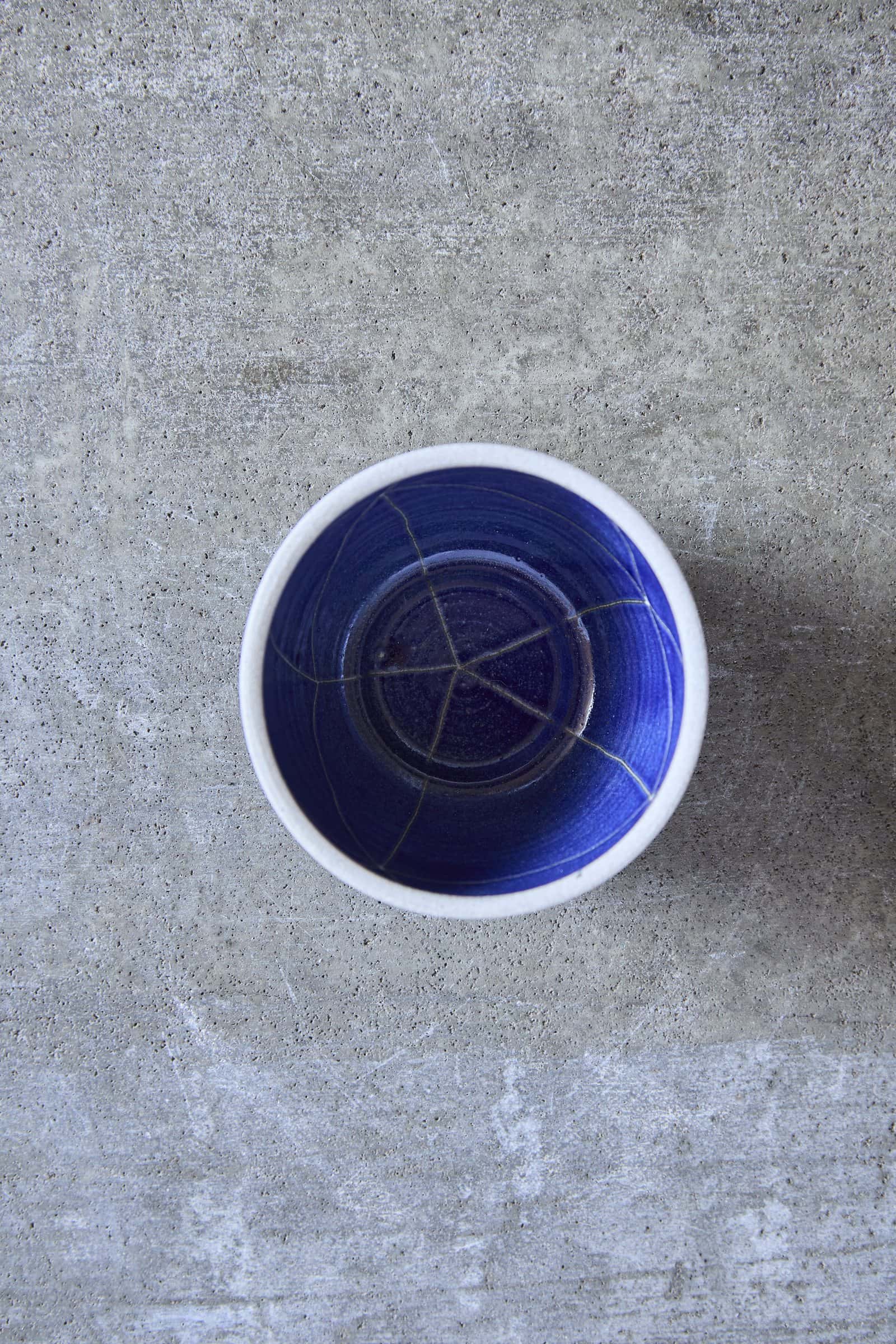Scored Constellation Bowl, Indigo on White Clay