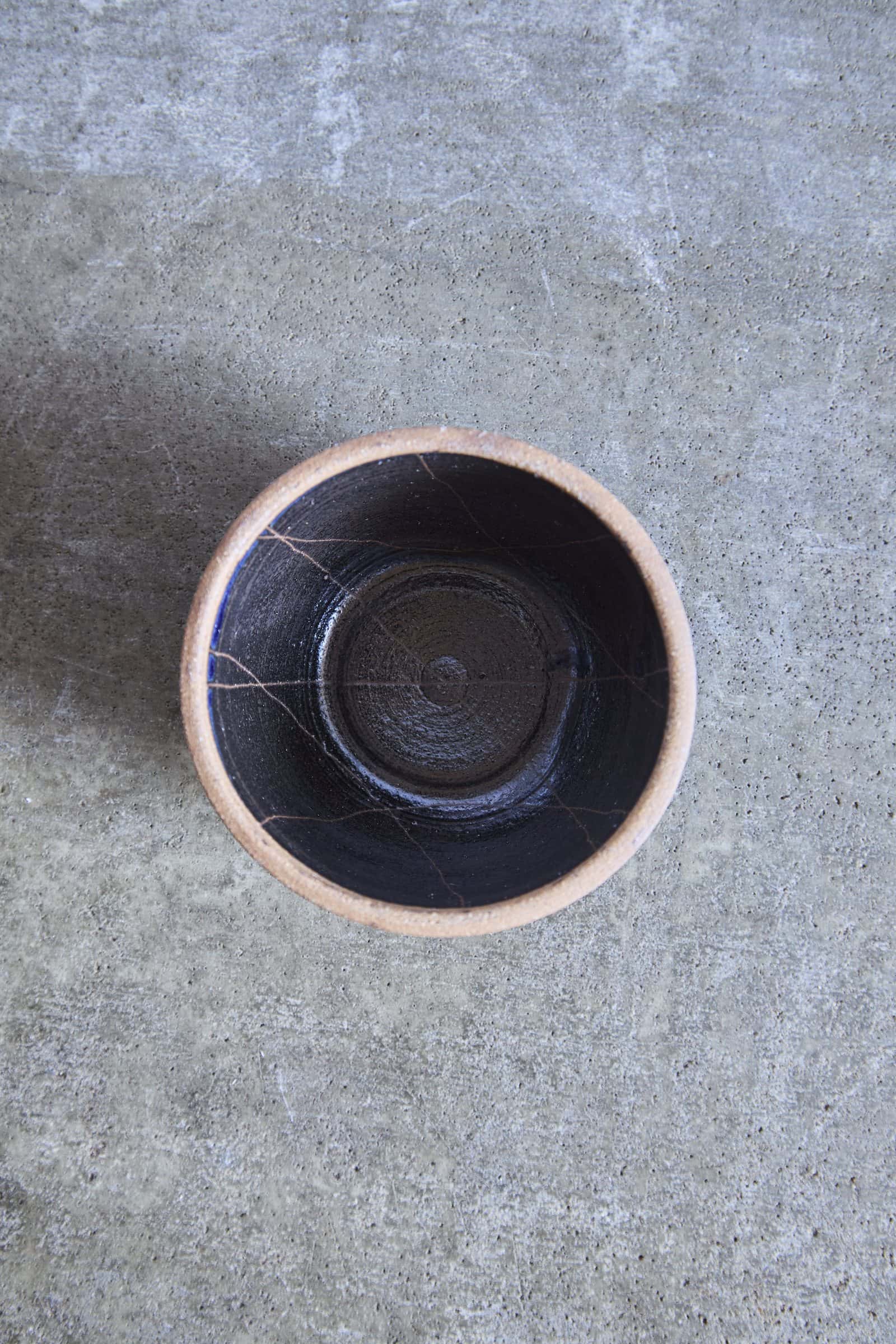 Scored Diamonds Bowl, Indigo on Natural Clay