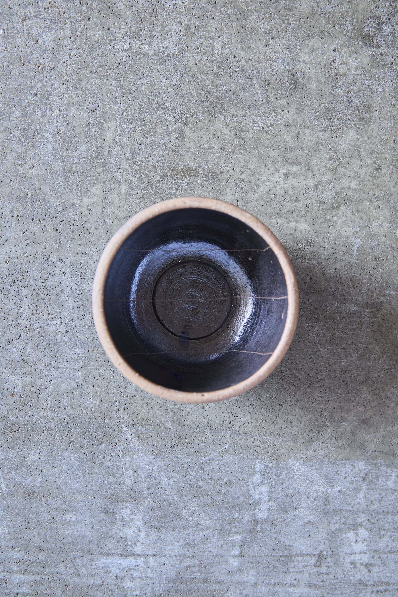 Scored Lines Bowl, Indigo on Natural Clay