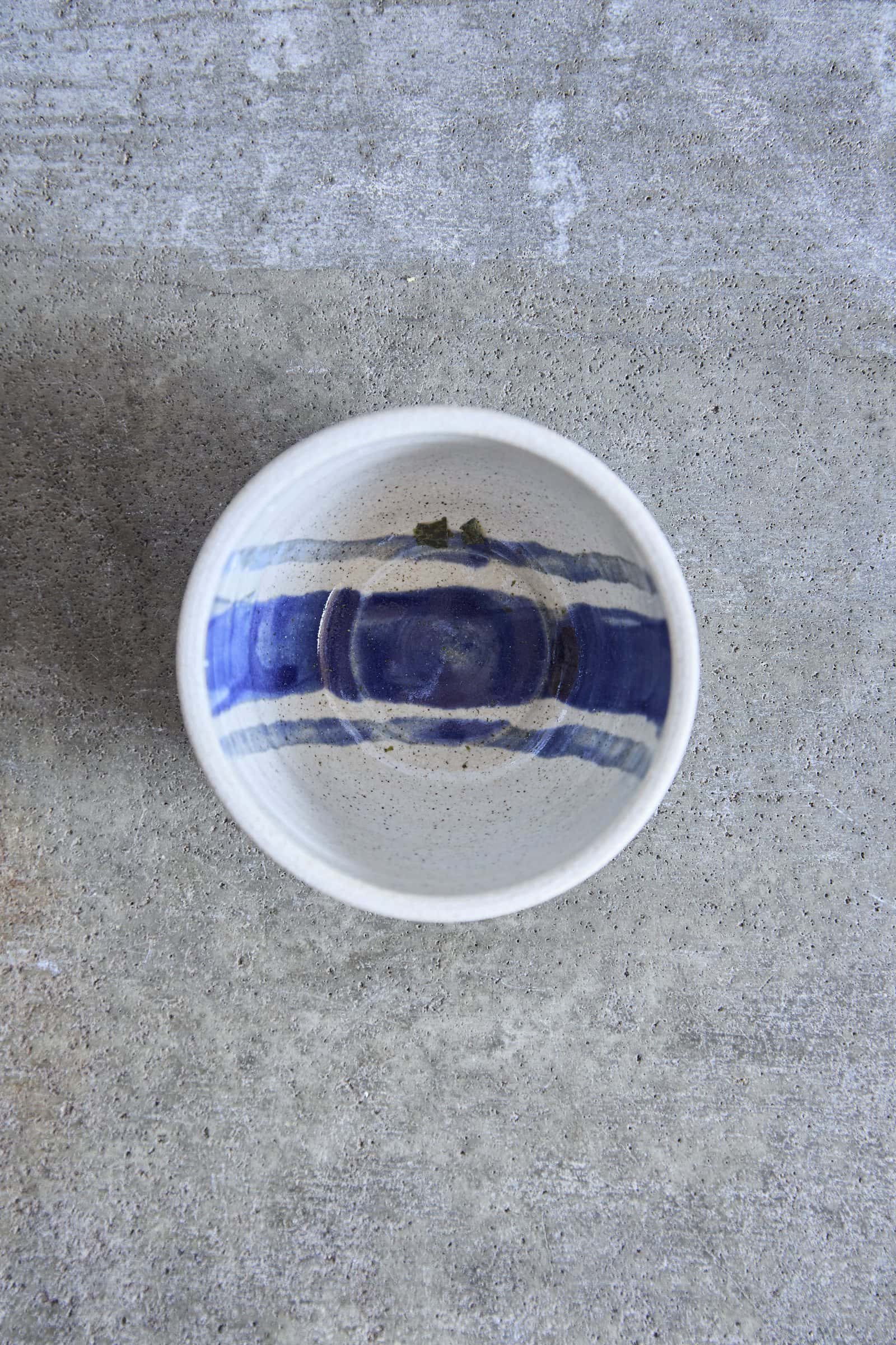 Picnic Stripped Bowl, Indigo Picnic on White Clay