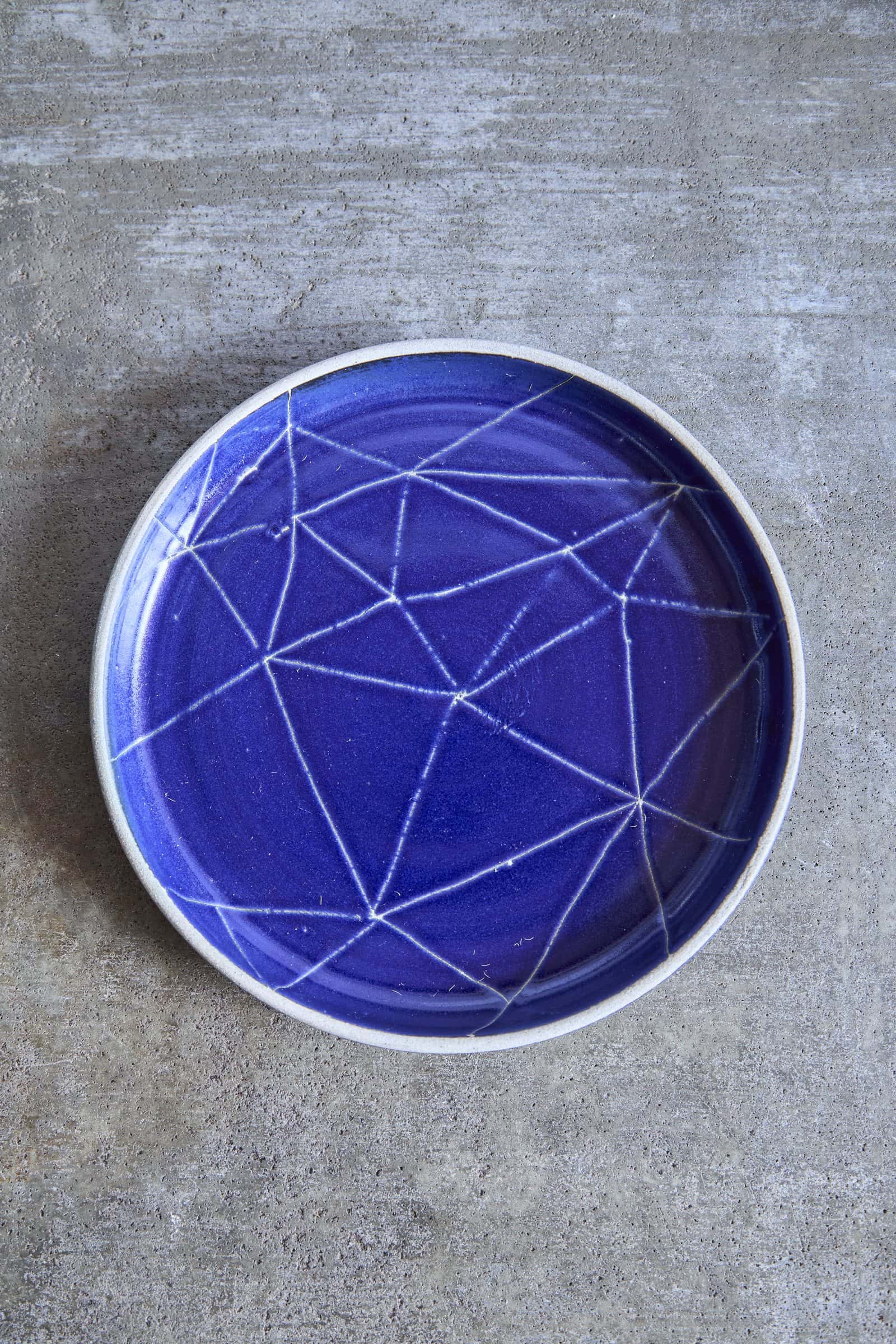 Scored Constellation Plate, Indigo on White Clay