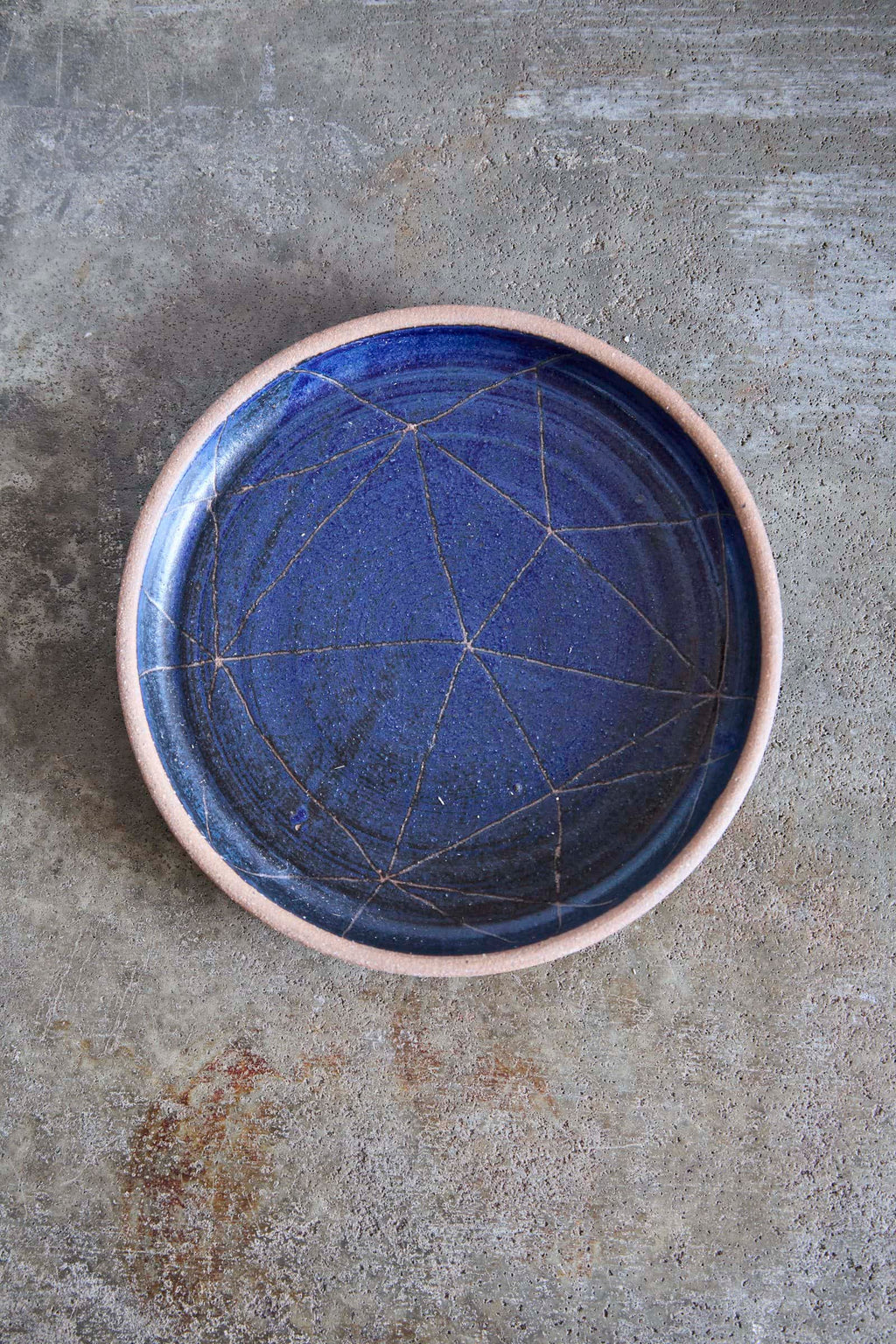 Scored Constellation Plate, Indigo on Natural Clay