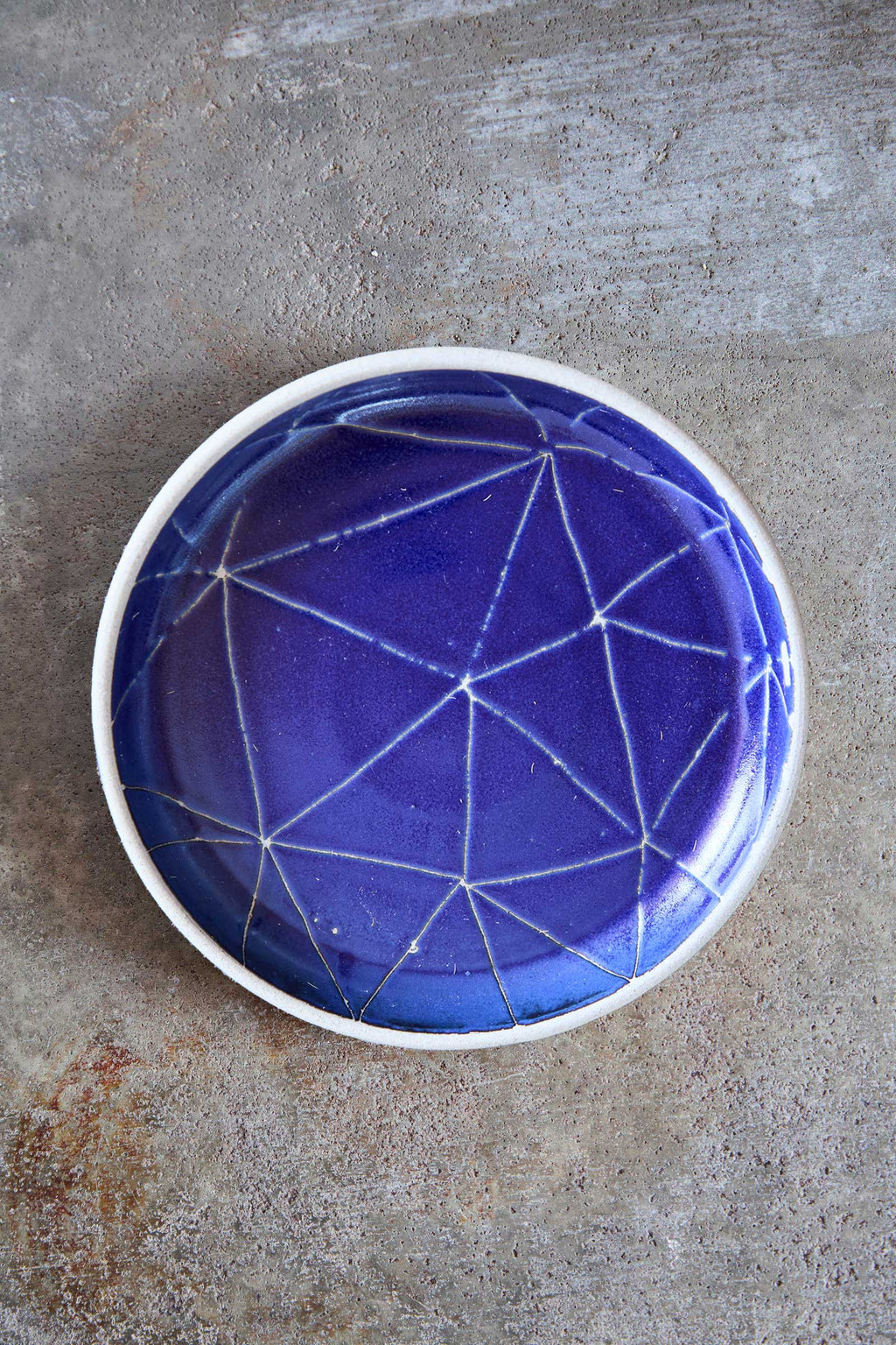 Scored Constellation Plate, Indigo on White Clay