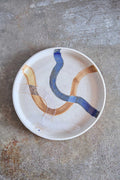 Curves Curves Plate, Indigo & Yellow Curves on White Clay