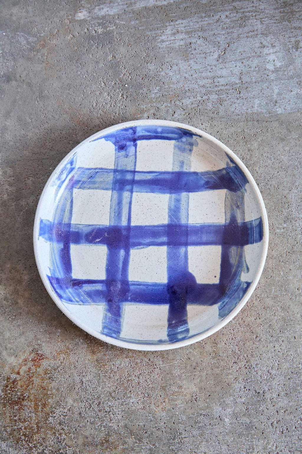 Picnic Blanket Plate, Indigo Picnic on White Clay