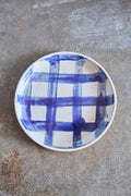 Picnic Blanket Plate, Indigo Picnic on White Clay