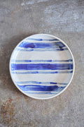 Picnic Stripped Plate, Indigo Picnic on White Clay