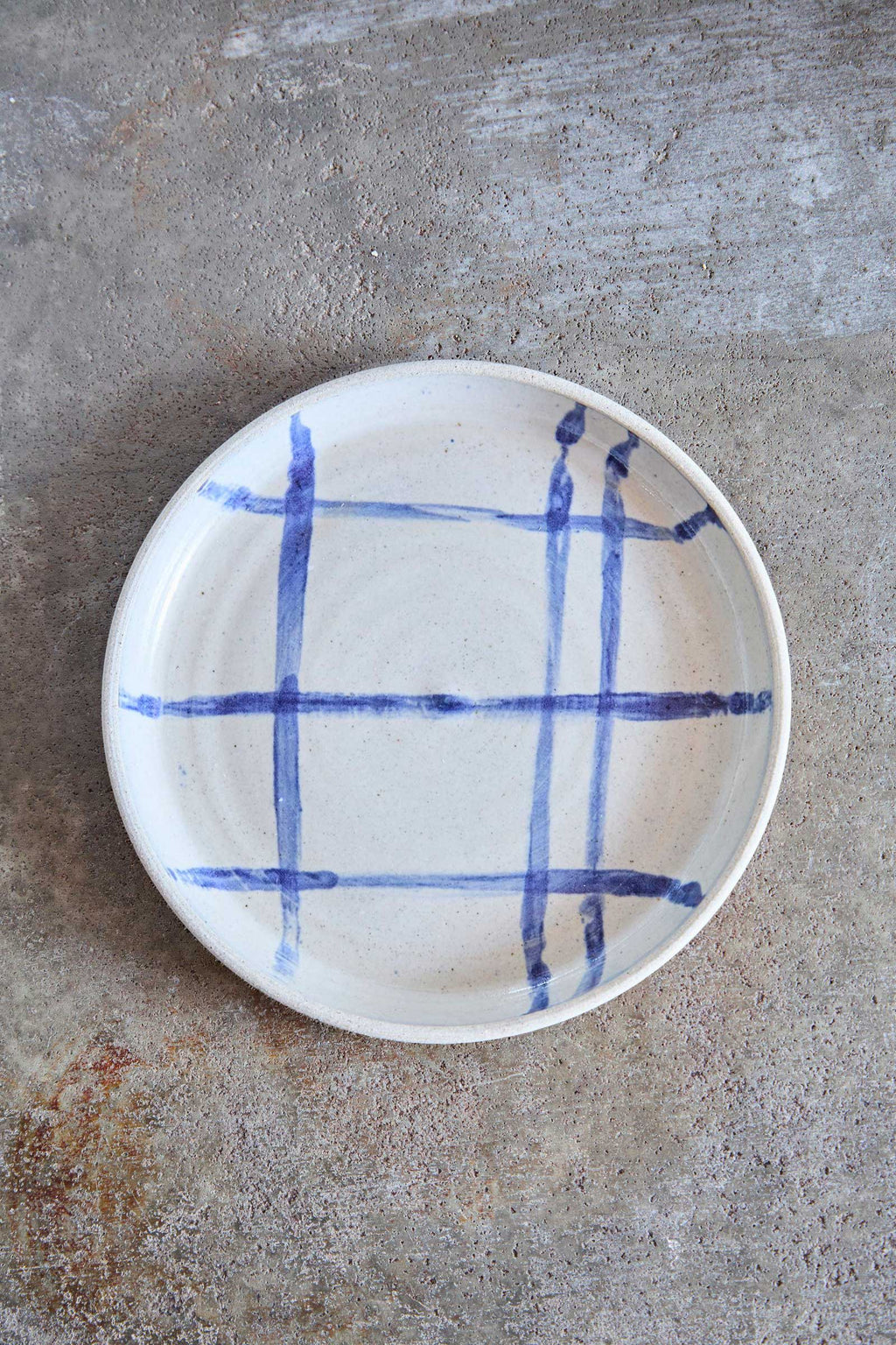 Picnic Frame Plate, Indigo Picnic on White Clay