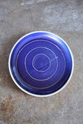 Scored Circles Plate, Indigo on White Clay
