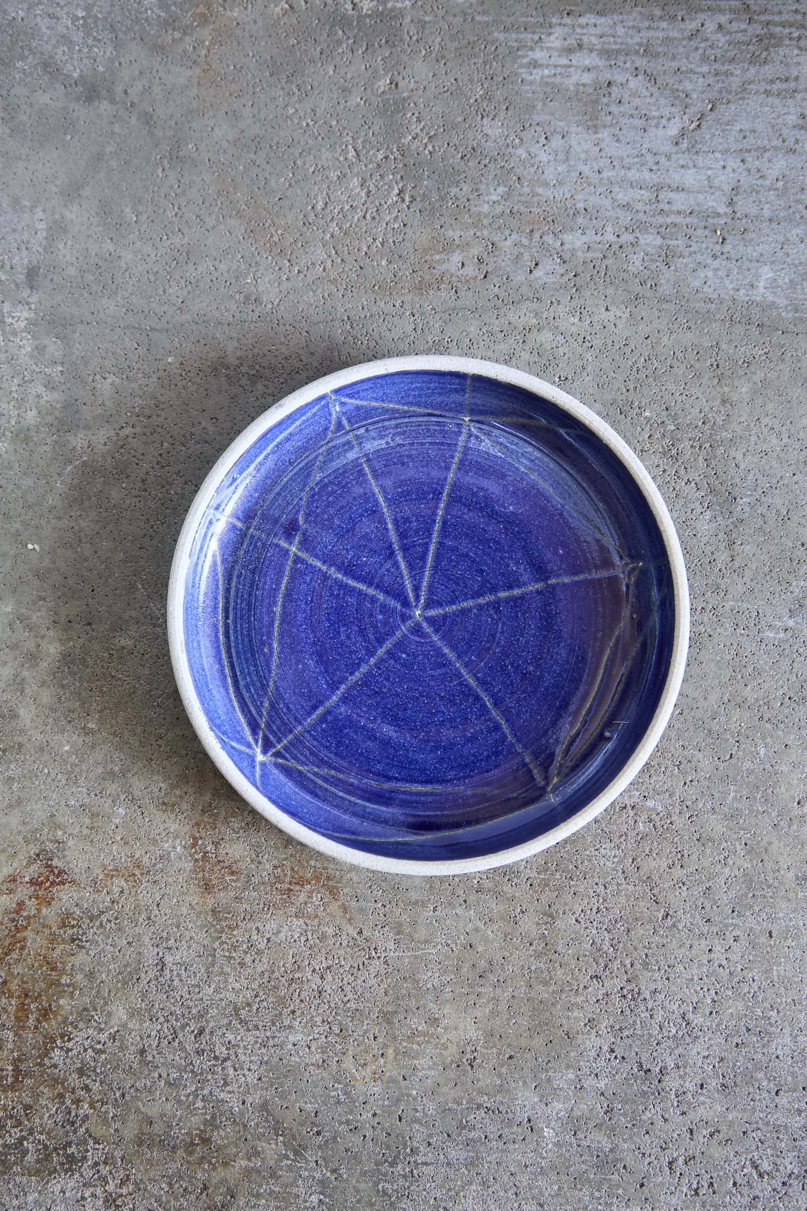 Scored Constellation Plate, Indigo on White Clay